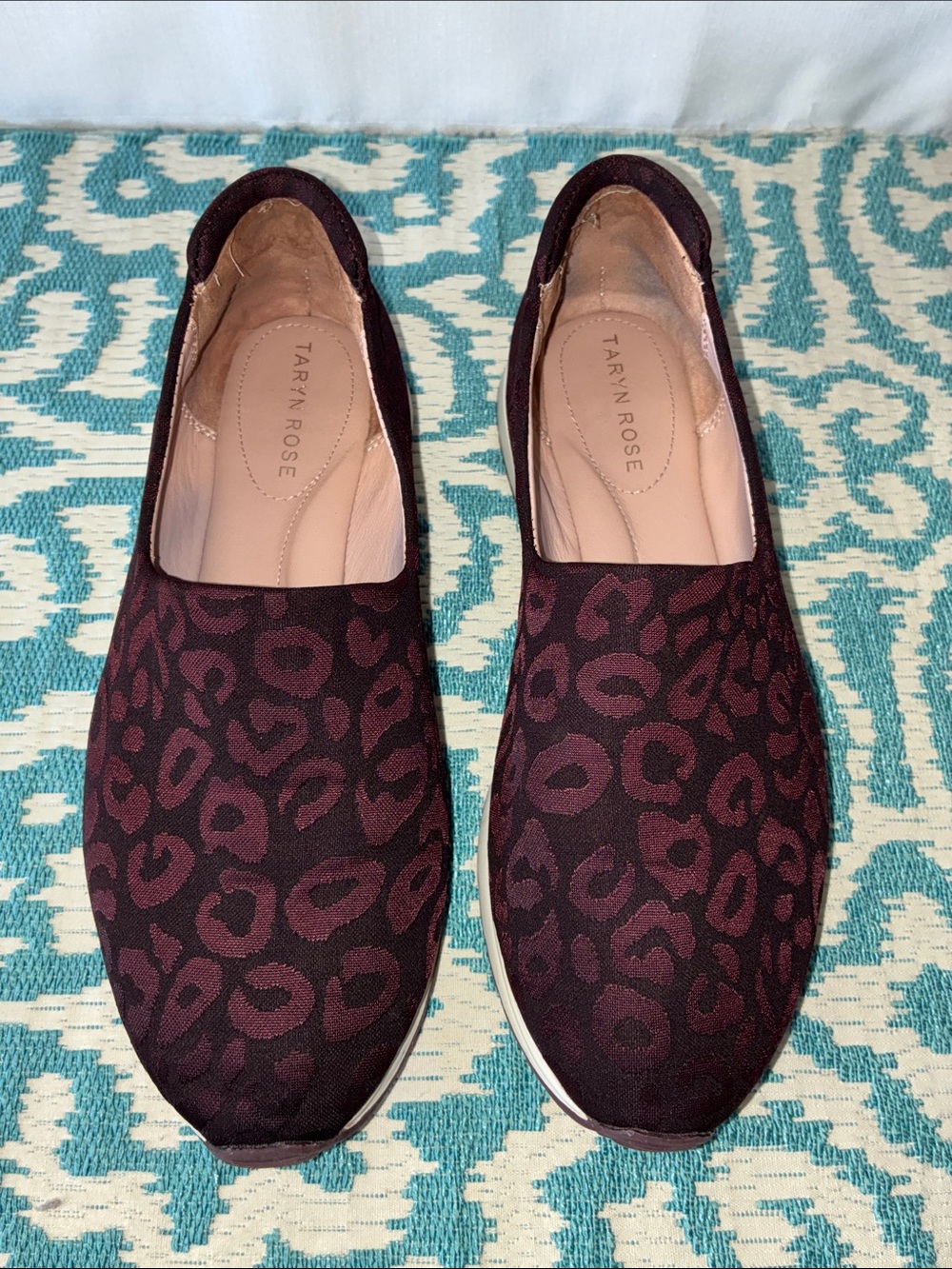 Taryn Rose Burgundy Leopard-Print Slip-On Briella Sneakers Sz 7